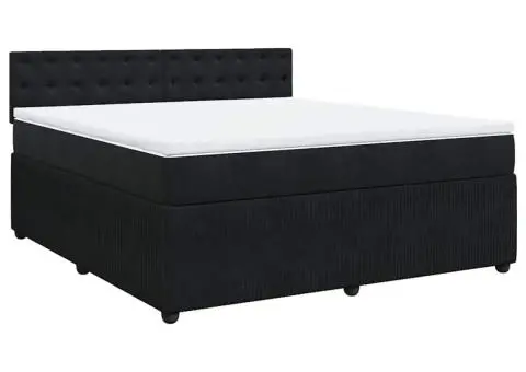 Pat box spring cu saltea, negru, 180x200 cm, catifea - 2/5