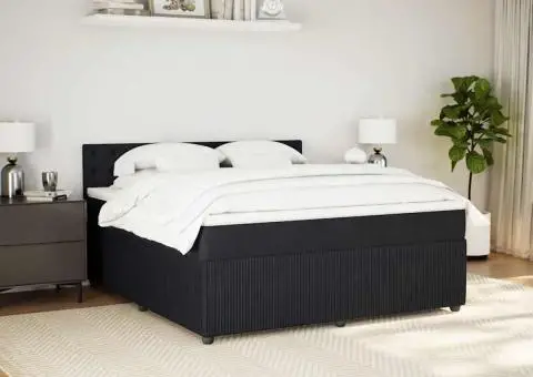 Pat box spring cu saltea, negru, 180x200 cm, catifea - 3/5