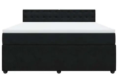 Pat box spring cu saltea, negru, 180x200 cm, catifea - 4/5