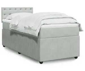 vidaXL Pat box spring cu saltea, gri deschis, 100x200 cm, catifea