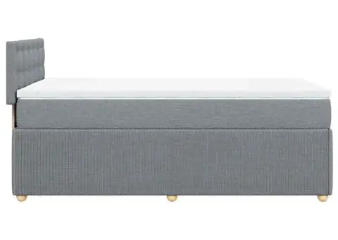 Pat box spring cu saltea, gri deschis, 90x200 cm, textil - 5/5