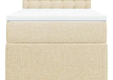 Pat box spring cu saltea, crem, 90x200 cm, textil - 4/5