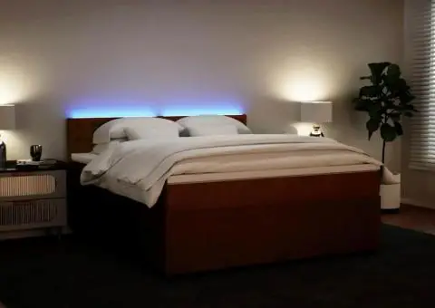 Pat box spring cu saltea, roz, 180x200 cm, catifea - 5/5