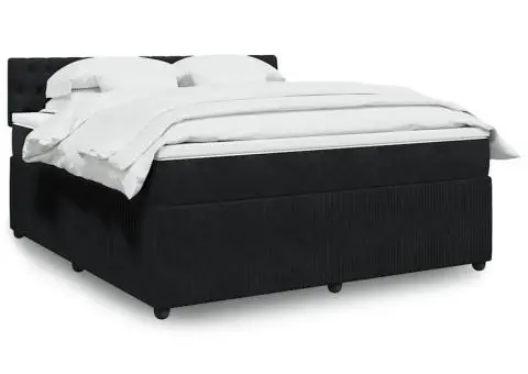 Pat box spring cu saltea, negru, 180x200 cm, catifea - 1/5