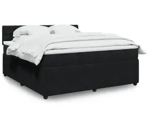 vidaXL Pat box spring cu saltea, negru, 180x200 cm, catifea