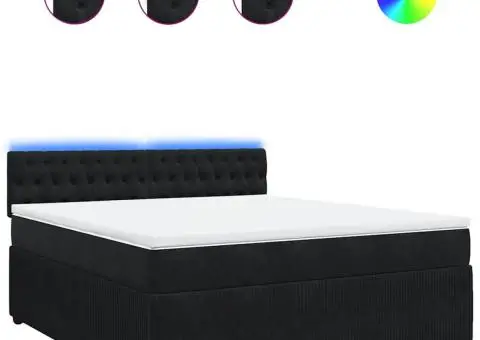 Pat box spring cu saltea, negru, 180x200 cm, catifea - 2/5