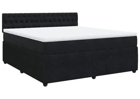 Pat box spring cu saltea, negru, 180x200 cm, catifea - 3/5