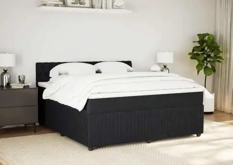 Pat box spring cu saltea, negru, 180x200 cm, catifea - 4/5