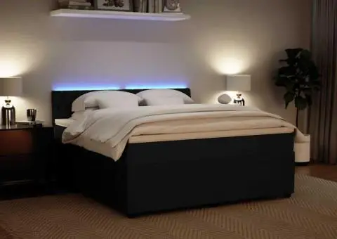 Pat box spring cu saltea, negru, 180x200 cm, catifea - 5/5