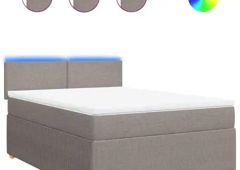 Pat box spring cu saltea, gri taupe, 160x200 cm material textil - 2/5