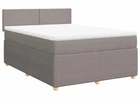 Pat box spring cu saltea, gri taupe, 160x200 cm material textil - 3/5