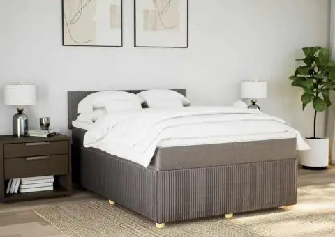 Pat box spring cu saltea, gri taupe, 160x200 cm material textil - 4/5