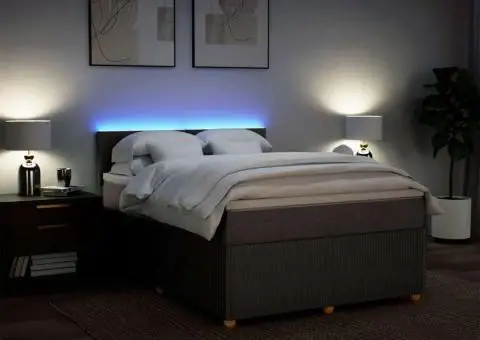 Pat box spring cu saltea, gri taupe, 160x200 cm material textil - 5/5