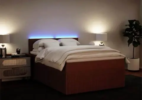 Pat box spring cu saltea, roz, 140x190 cm, catifea - 4/5