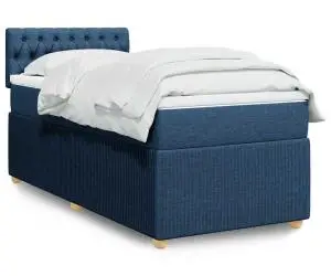 vidaXL Pat box spring cu saltea, albastru, 80x200 cm, textil