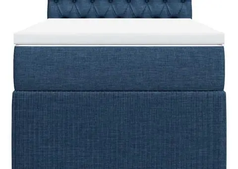 Pat box spring cu saltea, albastru, 80x200 cm, textil - 4/5