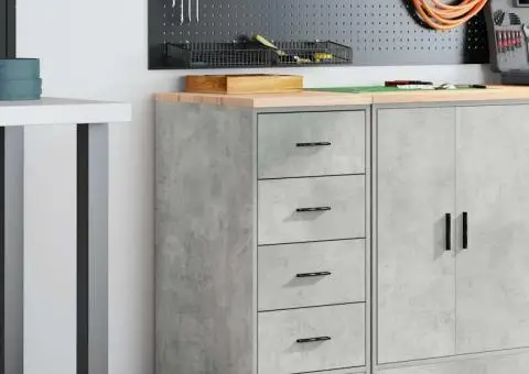 Dulap depozitare garaj Beton Gri 40x51x85 cm lemn masiv de pin - 1/5