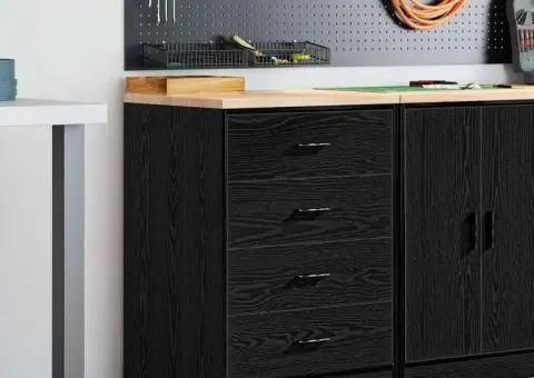 Dulap depozitare garaj negru 60x51x85 cm lemn masiv de pin - 1/5