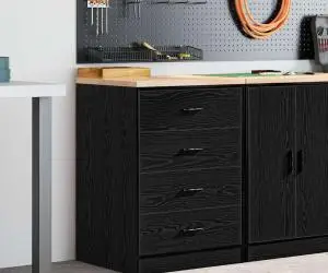 vidaXL Dulap depozitare garaj negru 60x51x85 cm lemn masiv de pin