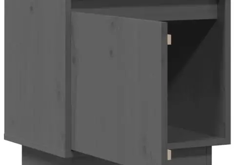 Noptiere, 2 buc., gri, 40x30x40 cm, lemn masiv de pin - 4/5