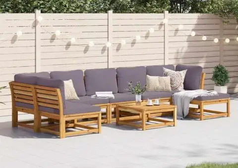 Set mobilier grădină cu perne, 8 piese, lemn masiv acacia - 1/5