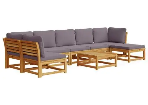Set mobilier grădină cu perne, 8 piese, lemn masiv acacia - 2/5
