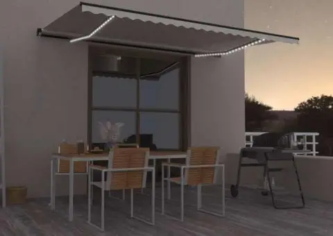 Copertină retractabilă manual cu LED, crem, 500x300 cm - 1/5