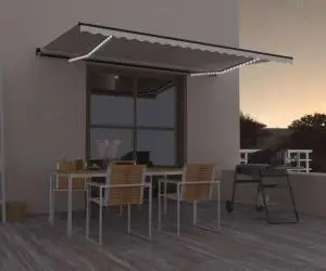 vidaXL Copertină retractabilă manual cu LED, crem, 500x300 cm