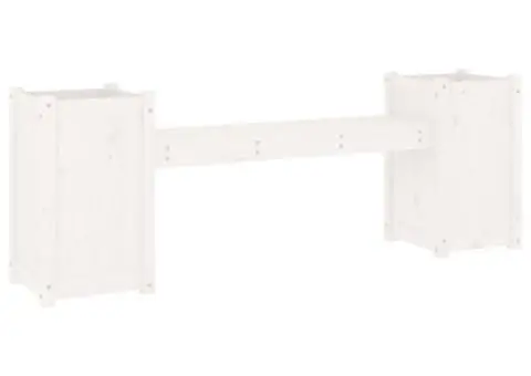 Banchetă cu jardiniere, alb, 180x36x63 cm, lemn masiv de pin - 2/5