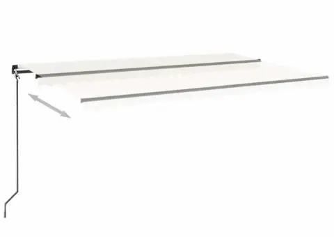 Copertină retractabilă manual cu LED, crem, 500x300 cm - 3/5