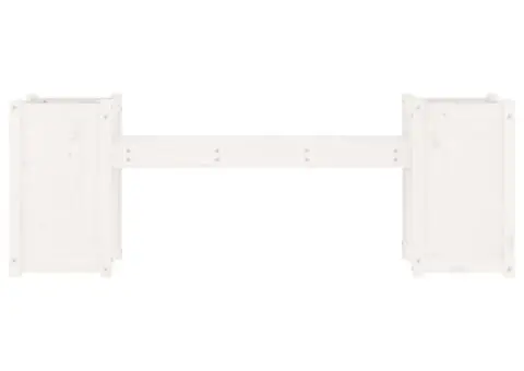 Banchetă cu jardiniere, alb, 180x36x63 cm, lemn masiv de pin - 4/5