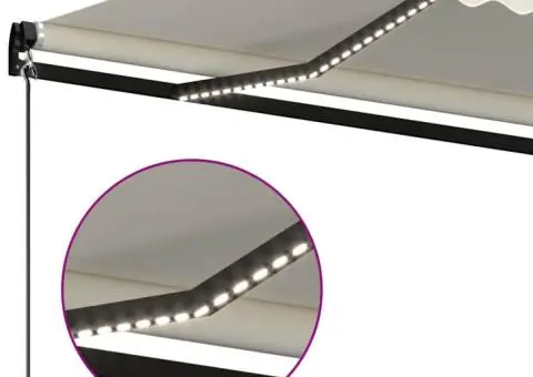 Copertină retractabilă manual cu LED, crem, 500x300 cm - 5/5