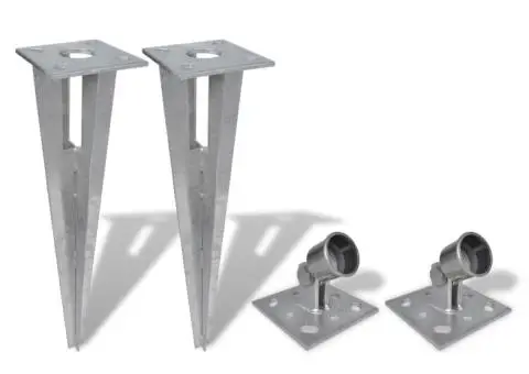 Țăruși stâlp de susținere, 2 buc., oţel - 1/5