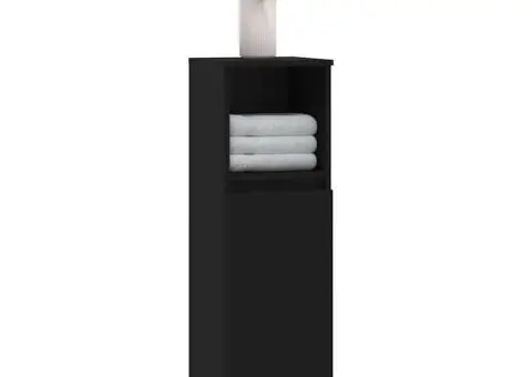 Dulap de baie, negru, 30x30x100 cm, lemn prelucrat - 3/5