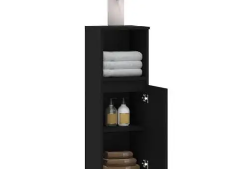 Dulap de baie, negru, 30x30x100 cm, lemn prelucrat - 4/5