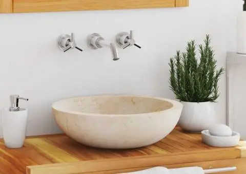 Chiuvetă, crem, 40 x 12 cm, marmură - 1/5