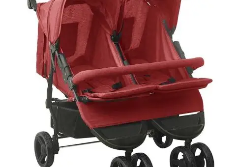 Cărucior dublu, roșu, oțel - 1/5