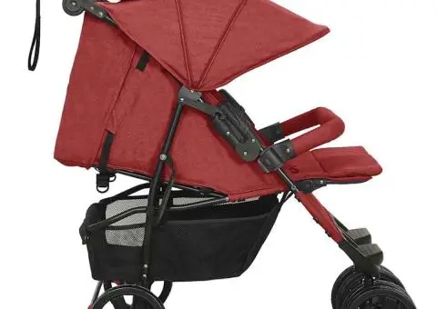 Cărucior dublu, roșu, oțel - 3/5