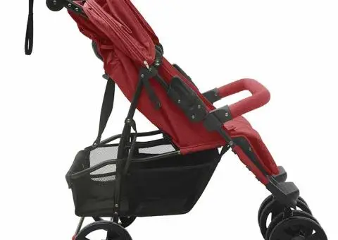 Cărucior dublu, roșu, oțel - 4/5