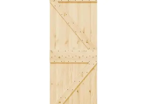 Ușă glisantă cu set de feronerie 70x210 cm, lemn masiv de pin - 1/5