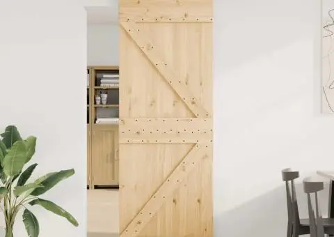 Ușă glisantă cu set de feronerie 70x210 cm, lemn masiv de pin - 2/5