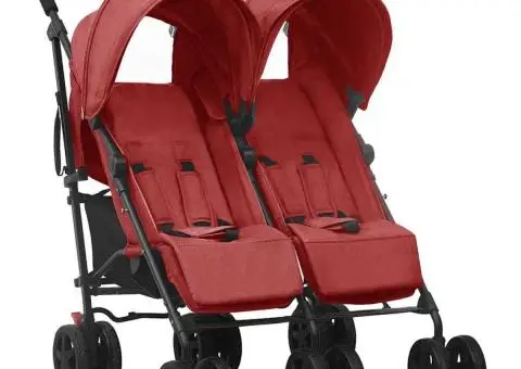 Cărucior dublu, roșu, oțel - 1/5