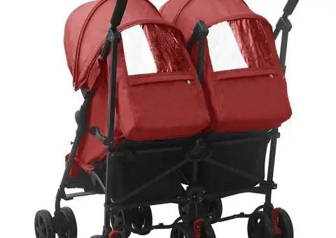 Cărucior dublu, roșu, oțel - 4/5