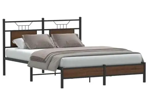 Cadru pat fără saltea stejar maro 140x200 cm lemn prelucrat - 1/5