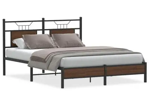 Cadru pat fără saltea stejar maro 140x200 cm lemn prelucrat - 2/5