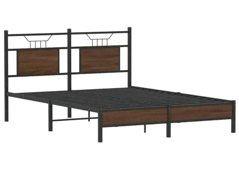 Cadru pat fără saltea stejar maro 140x200 cm lemn prelucrat - 3/5