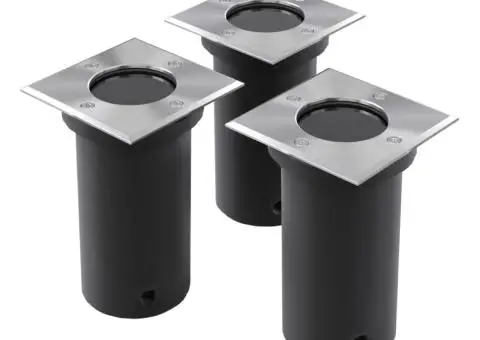 Lămpi de sol pentru exterior, 3 buc., pătrat - 1/5