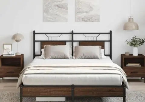 Cadru pat fără saltea stejar maro 140x200 cm lemn prelucrat - 5/5