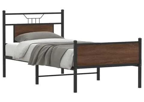 Cadru pat fără saltea stejar maro, 90x190 cm, lemn prelucrat - 1/5