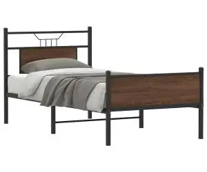 vidaXL Cadru pat fără saltea stejar maro, 90x190 cm, lemn prelucrat